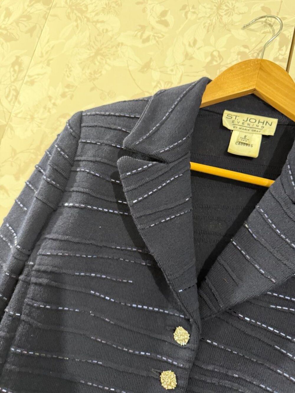 St John Evening Navy Crystal Button Embellished Knit Jacket 8 - Picture 4 of 10